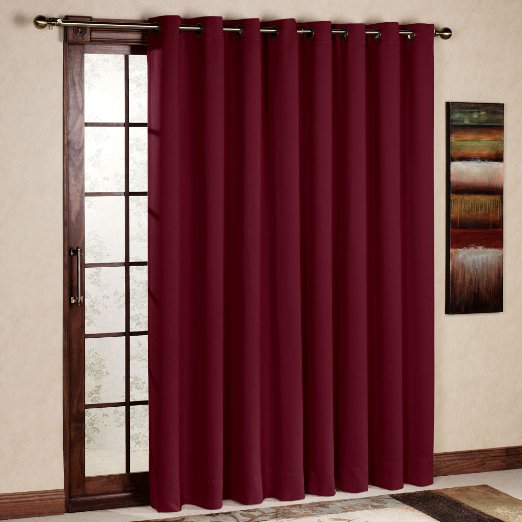 RHF Wide Thermal Blackout Patio door Curtain Panel, Sliding door curtains Antique Bronze Grommet Top 100W by 84L Inches-Burgundy