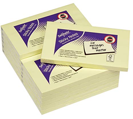 Snopake 127x76mm Sticky Notes - Yellow (Pack of 12 , 100 Sheets per Pad)