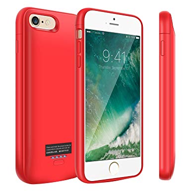 Battery Case for iPhone 6 Plus/6s Plus, 5500mAh Portable Charger Case, Rechargeable Extended Battery Charging Case for iPhone 6 Plus/6s Plus(5.5 inch)-Red