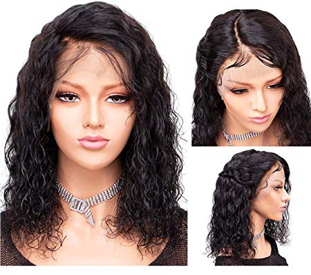 Persephone Short Bob 13x6 Human Hair Lace Front Wigs Pre Plucked Brazilian Remy Curly Human Hair Wigs with Baby Hair for Black Women 14 Inches 130% Density