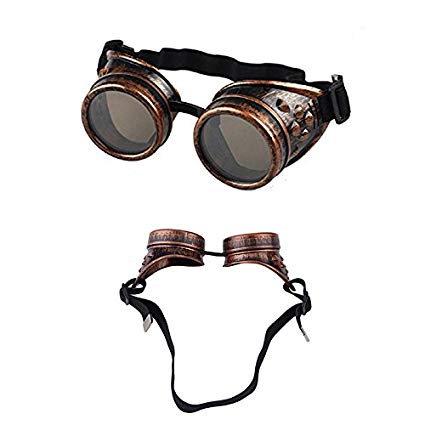 Demarkt Steampunk Goggles Welding Vintage Style Punk Glasses Cosplay Windproof Sunglasses