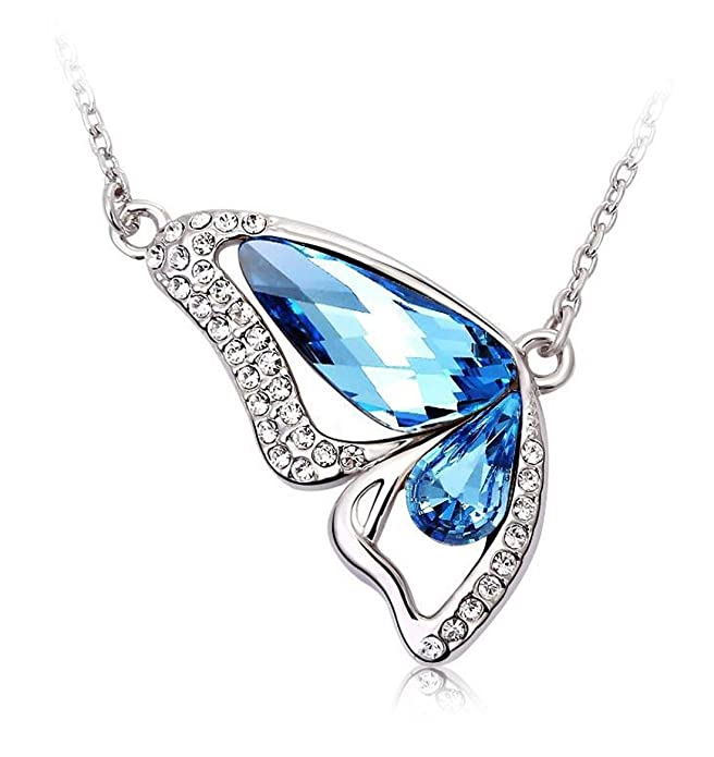 Shining Diva Platinum Plated Crystal Butterfly Pendant Necklace for Women (rrr5957np)