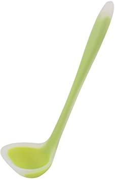 uxcell Silicone Soup Ladle Spoon 8.3 Inch Length Heat Resistant to 450°F One Piece Design Restaurant Kitchen Cooking Utensil for Serving Soup Green