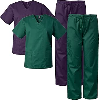 Medgear 2-PACK Scrubs for Men and Women Scrubs Set Medical Uniform Scrubs Top and Pants