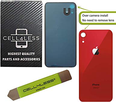 CELL4LESS Back Glass Replacement Compatible w/The iPhone XR Including Wide Camera Hole, Adhesive & Removal Tool (Product RED)