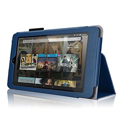 Case for Fire HD 8 - Premium Folio Case with Stand for the Fire HD 8, 8" Display (2016 and 2015 Release) - Dark Blue