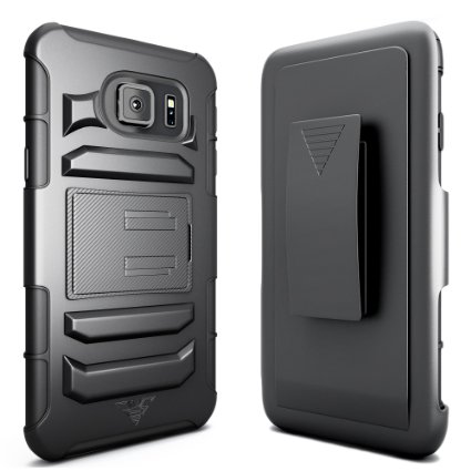 Galaxy S7 Edge Case CellBee Rigid ArmorDual Layer Heavy Duty Holster Built-in Credit Card Slot Clip Case with Kickstand and Locking Belt Swivel Clip - Warranty Applied Rigid Metal