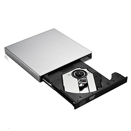 Patec USB External Optical Drive DVD-R Combo CD-RW Burner Black(CD-RW)-Silver
