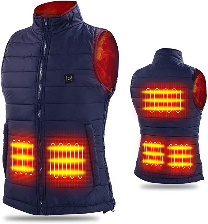 HOOCUCO 5V Lightweight Heated Vest Size Adjustable USB Charging 3 Temp Setting Heating Warm Puffer Jacket for Outdoor Camping Hiking Golf Heated Clothe for Men Women(Power Bank Not Come with)
