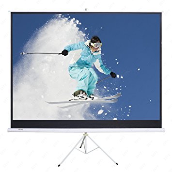 AURORA 100" 16:9 Projector Movie Projection Screen Portable Tripod Stand Pull-Up Matte White