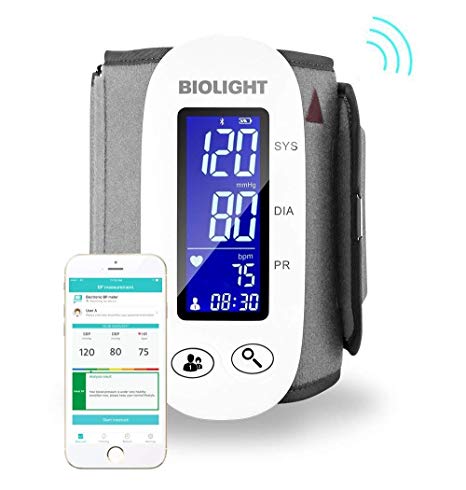 Bluetooth Blood Pressure Monitor with Upper Arm Cuff, With Large Display, (Apple iOS and Android)
