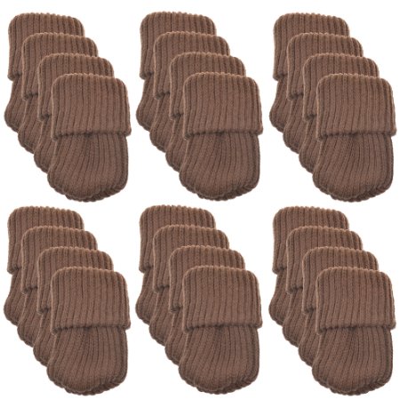 BCP 24pcs Knitting Wool Furniture Socks/ Chair Leg Floor Protector (Brown Color)