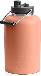 RTIC 1 Gallon Jug, Vacuum Insulated Water Bottle Metal Stainless Steel Double Wall Insulation, Flask Hot and Cold Drinks, Sweat Proof for Travel Hiking and Camping, Salmon, Matte