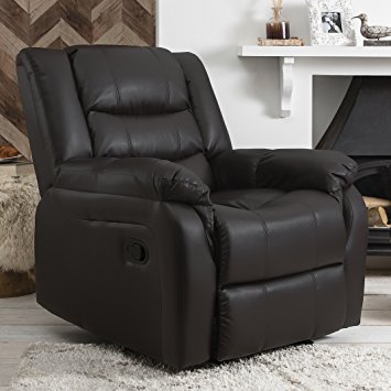 Laura James | Bonded Leather Recliner Armchair | Home Lounge Reclining Chair | Cinema & Gaming | Brown