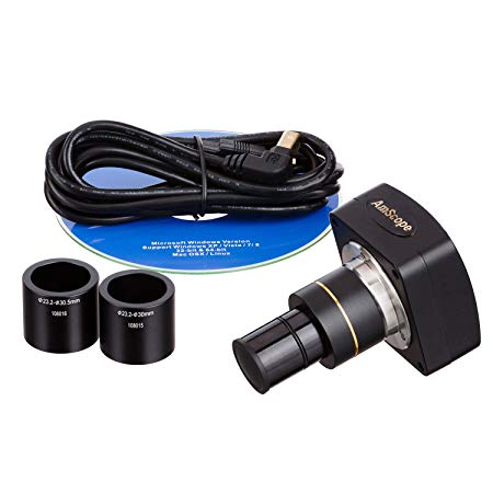 AmScope MU300 3.0MP Microscope Digital Camera, USB 2.0, Includes Software and Reduction Lens