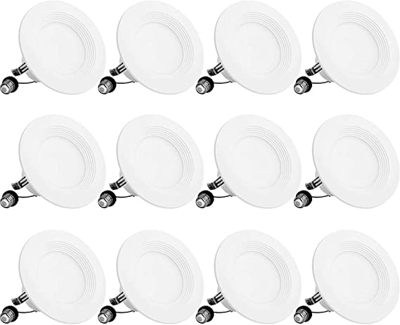 BBounder LED Recessed Lighting 4 Inch 12Pack, Dimmable, Damp Rated, LED Downlight with Baffle Trim, 8.5W=60W 650LM 4000K Cool White Can Lights, Simple Retrofit Installation - UL   Energy Star