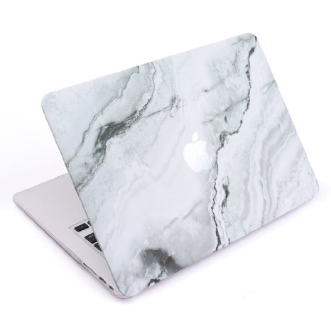 Cosmos ® Rubberized Plastic Hard Shell Cover Case for MacBook Air 13-Inch (Model: A1369 / A1466), White Marble Pattern