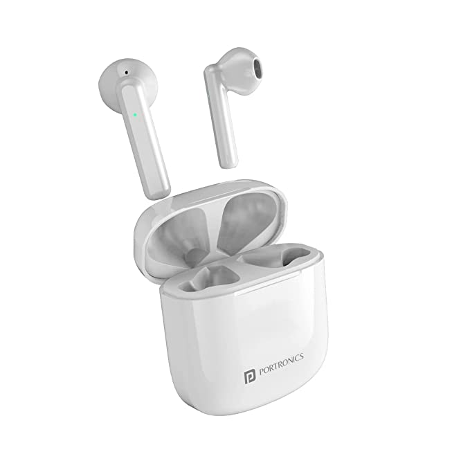 Portronics Harmonics Twins 25 TWS Earbuds with ENC, Bluetooth 5.1, 13mm Driver, 27Hrs Playtime, Type C Charging, Dual Mic.(White)