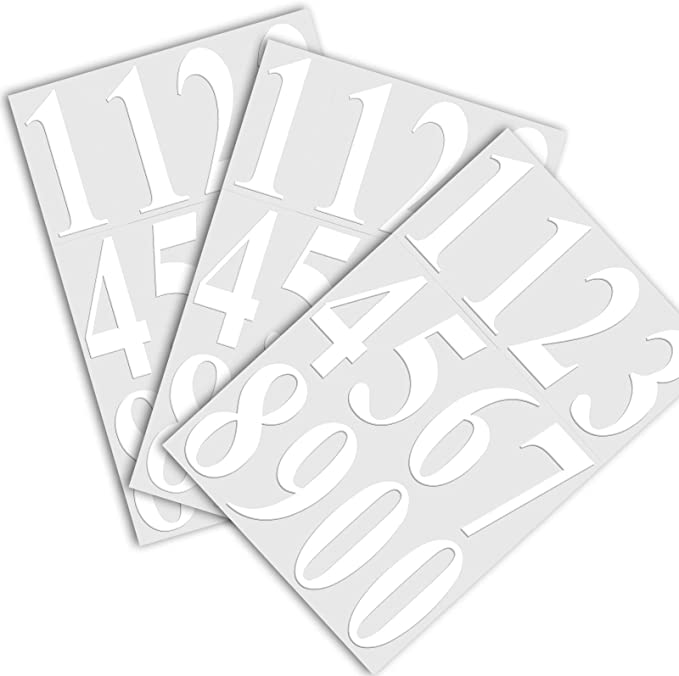 Die Cut White Vinyl Numbers Stickers 2 Inch Self Adhesive - 3 Sets - Premium Decal for Mailbox, Signs, Window, Door, Cars, Trucks, Home, Business, Address Number, Indoor or Outdoor