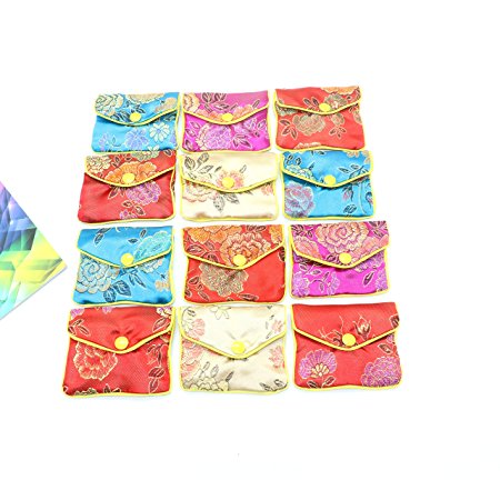 Pack Of 12 Jewellery Jewelry Silk Purse Pouch Gift Bag Bags HOT,Random Color