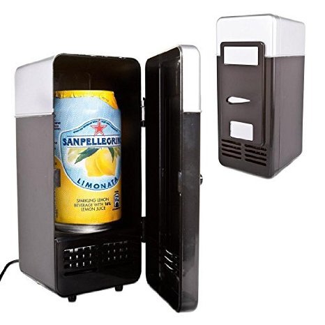 Neon New Mini Black USB Fridge Cooler Beverage Drink Cans CoolerWarmer Refrigerator for Laptop PC Computer Black