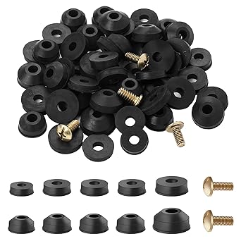 Faucet Washers,58 Pack Faucet Washer Assortment Kit Faucet Parts Washer Flat and Beveled Rubber Faucet Washers Assortment Replacement Kit for Repairing Faucet Leak Worn Out Washer Replacements