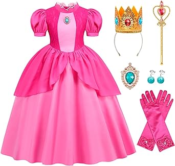 LOYO Princess Costume for Girls Toddlers - Princess Dresses for Girls Age 3-8 Year Old with Crown for Halloween Cosplay