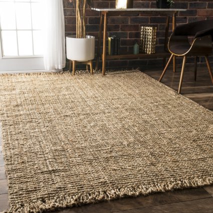 nuLOOM Natural Collection Chunky Loop Jute Casuals Natural Fibers Hand Woven Area Rug, 7.6 feet x 9.6 feet , Natural