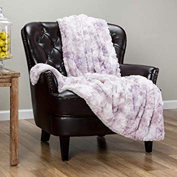 Chanasya Fuzzy Faux Fur Throw Blanket - Light Weight Blanket for Bed Couch and Living Room Suitable for Fall Winter and Spring (50x65 Inches) Lilac Purple