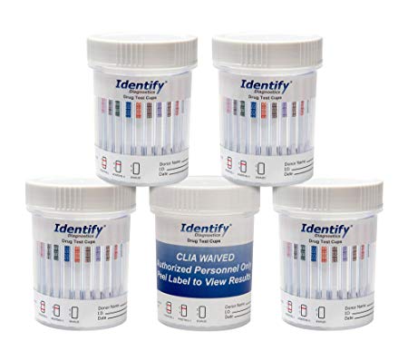 5 Pack Identify Diagnostics 12 Panel Drug Test Cup with BUP Testing Instantly for 12 Different Drugs: THC, COC, OXY, MDMA, BUP, MOP, AMP, BAR, BZO, MET, MTD, PCP #ID-CP12-BUP (5)