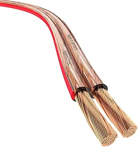 KabelDirekt – Pure Copper Stereo Audio Speaker Wire & Cable – Made in Germany – 16 AWG Gauge – 100ft – (for HiFi Speakers and Surround Sound Systems, Pure Copper, with Polarity Markings)