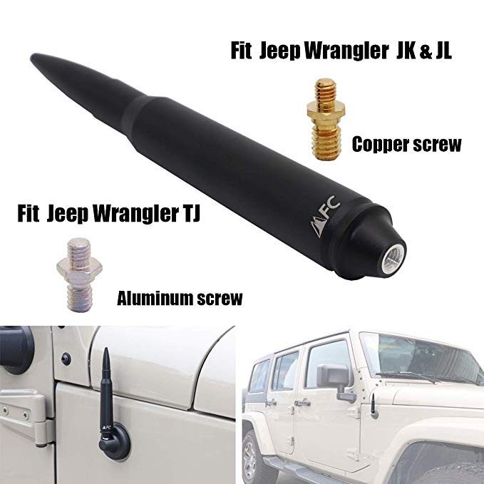 5.7" Black Antenna in Heavy Gauge Billet Aluminum Replacement AM FM Radio Signal Reception fit for Jeep Wrangler JK & JL & TJ (1997-2019)