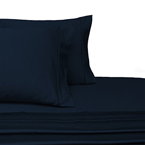 Royal Plush 100% Egyptian Cotton 450 Thread Count Sheet Sets, luxurious sateen weave Solid, Deep Pockets (15" Pockets), 4 Piece Full Size Sheet Set, Navy