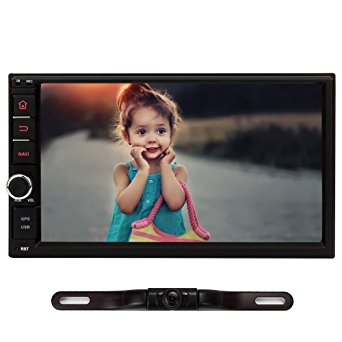 NAVISKAUTO 7 Inch 1024600 Quad Core 2 Din Android 4.4.4 Touch Screen Car Stereo In Dash GPS Navigation with Backup Camera Support BT/WIFI/3G/SW-Control/Mirror Link WITHOUT DVD Player(RQ0255 Y0812)