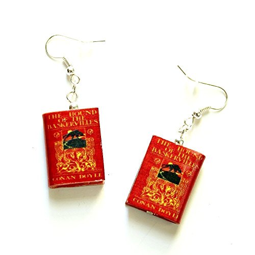 Sherlock Holmes THE HOUND OF THE BASKERVILLES Polymer Clay Mini Book Earrings by Book Beads Choose Your Earring Hardware Novelty Gifts for Book lovers