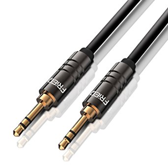 FRiEQ 3.5mm Male To Male Car and Home Stereo TPE Cable Audio Cable (8 Feet/2.4M) Fits Over Tablet & Smart Phone Cases For Apple iPad, iPhone, iPod, Samsung, Android, MP3 Players - Black (Plug will be Fully Seated with Phone Case On)