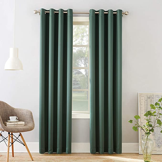 Sun Zero 53243  Barrow Energy Efficient Grommet Curtain Panel, 54" x 84", Everglade Green