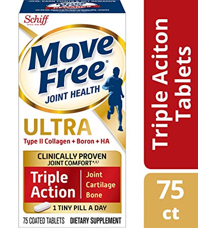 Move Free Ultra Triple Action Joint Supplement with Type II Collagen, Hyaluronic Acid, and Boron for Joint, Cartilage, and Bone Support, Pack of 1, 75 Count