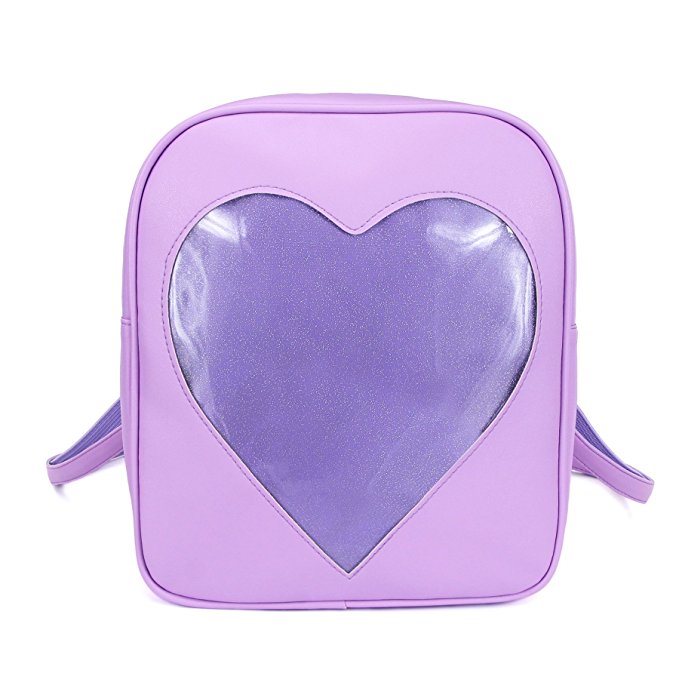 2018 Summer Candy Backpacks Transparent Love Heart Shape Pu Leather School Bags for Teenage Girls Kids Purse Lovely Ita Bag (purple)