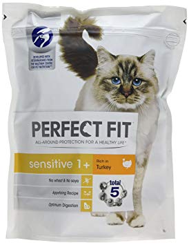 Perfect Fit Turkey Sensitive Cat Complete Dry Food, 750 g - Pack of 3 (Total 2.25 kg)