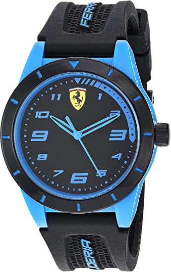 Ferrari 860007 Boy's RedRev Quartz TR90 and Silicone Strap Casual Watch, Black