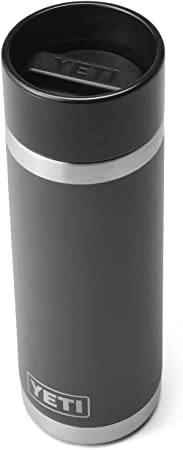 YETI Rambler 18 oz Bottle, Stainless Steel, Vacuum Insulated, with Hot Shot Cap, Charcoal