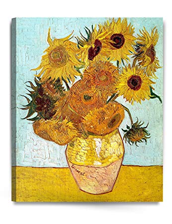 IPIC Twelve Sunflowers by Vincent Van Gogh- The Van Gogh Classic Arts Reproduction, Museum Quality Oil Painting Reproductions, Art Giclee Print On Canvas, Stretched Canvas Gallery Wrapped, Easy to hang. 24x30"