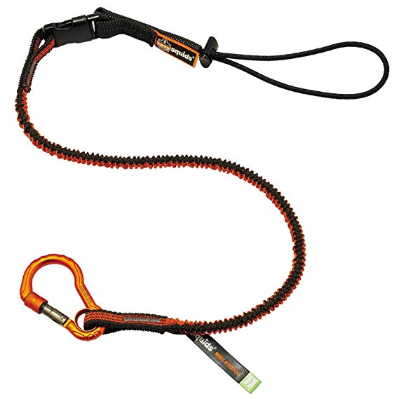 Shock Absorbing Tool Lanyard with Self-Locking Carabiner and Detachable Loop End, Tool Weight Capacity 5lbs, Ergodyne Squids 3102