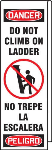 Accuform KLB761 Ladder Shield Wrap, Legend"Danger Do Not Climb On Ladder" (Spanish Bilingual), 10-Ounce Reinforced Vinyl With Metal Grommets, 87" Length x 13" Width, Includes Padlock With Key