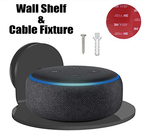 Google Home Dot Wall Mount, Smart Home Outlet Wall Mount Shelf: Hidden Cable Management for Security Cameras, Nest, Smart Speakers, and more, A Space-Saving Shelves Solution(Black)