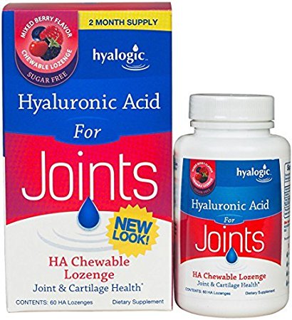 Hyalogic HA Chewable Lozenge For Joint & Cartilage Health - Hyaluronic Acid Joint Support - 60 Chewable Lozenges - Mixed Berry Flavor (FFP)