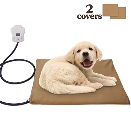 Osaloe Pet Heat Pad with 2 Cover, 40x30cm Size｜Auto Constant Temperature ｜Chew Resistant Cord｜Adjustable Temperature｜Soft Removable Cover｜Overheat Protection, Winter Warmer Suitable for Dog Cat