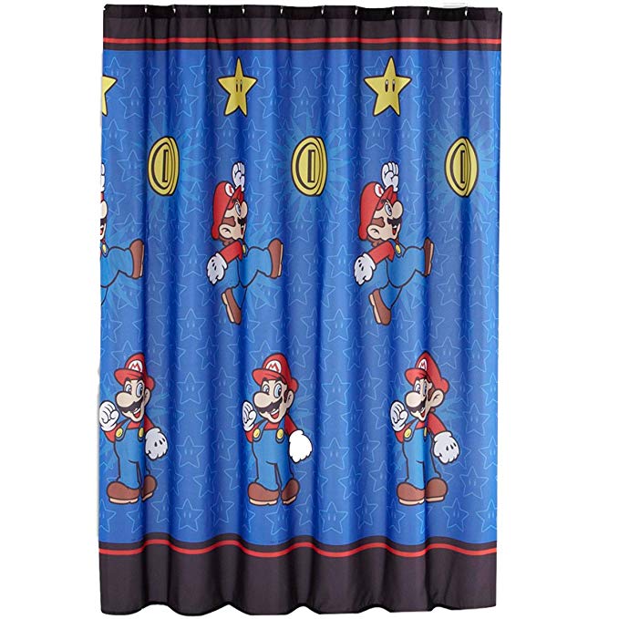 Nintendo "Super Mario Simply The Best Microfiber Shower Curtain, 70 by 72-Inch