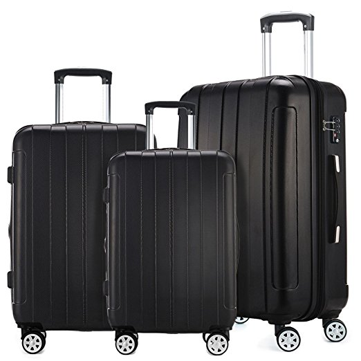 Fochier Luggage 3 Piece Set Lightweight Expandable Spinner Suitcase
